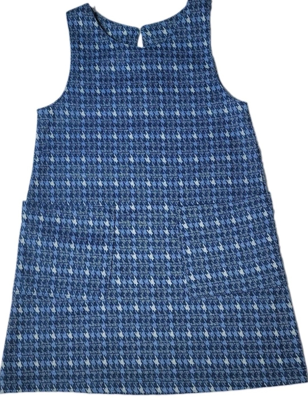 NICOLE MILLER NEW YORK Girl Blue Jumper Dress Retro Preppy Classic Houndstooth 6